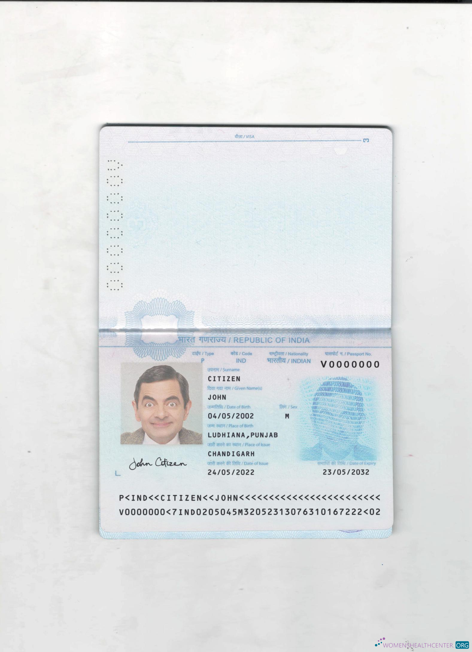 Download India passport 2022 present 2 pages page 1 Photoshop template